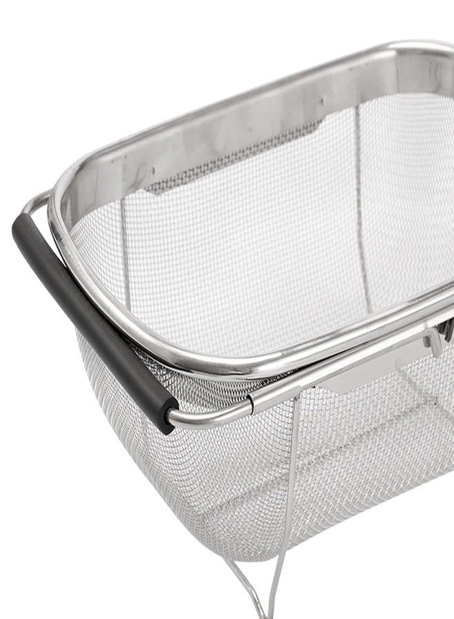 RIGJAK Large Over The Sink Colander, 18/8 Stainless Steel Fine Mesh Strainer Basket with Expandable Rubber Grip Handles - Strain, Drain, Rinse Fruits, Vegetables - Image 5